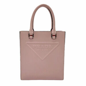 Prada Milano handbag embossed triangle logo pink leather